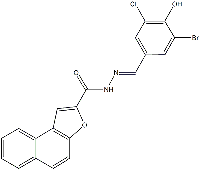 N'-(3-bromo-5-chloro-4-hydroxybenzylidene)naphtho[2,1-b]furan-2-carbohydrazide Struktur