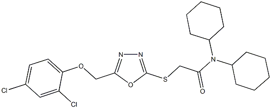 N,N-dicyclohexyl-2-({5-[(2,4-dichlorophenoxy)methyl]-1,3,4-oxadiazol-2-yl}sulfanyl)acetamide Struktur