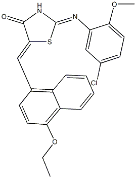 2-[(5-chloro-2-methoxyphenyl)imino]-5-[(4-ethoxy-1-naphthyl)methylene]-1,3-thiazolidin-4-one Struktur