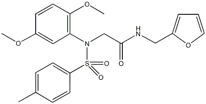 2-{2,5-dimethoxy[(4-methylphenyl)sulfonyl]anilino}-N-(2-furylmethyl)acetamide Struktur