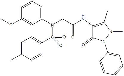 N-(1,5-dimethyl-3-oxo-2-phenyl-2,3-dihydro-1H-pyrazol-4-yl)-2-{3-methoxy[(4-methylphenyl)sulfonyl]anilino}acetamide Struktur