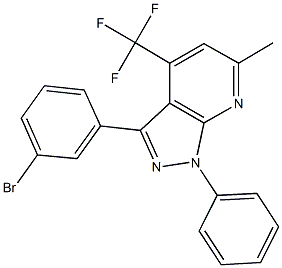 3-(3-bromophenyl)-6-methyl-1-phenyl-4-(trifluoromethyl)-1H-pyrazolo[3,4-b]pyridine Struktur