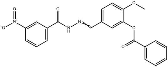 5-(2-{3-nitrobenzoyl}carbohydrazonoyl)-2-methoxyphenyl benzoate Struktur