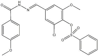 2-chloro-6-methoxy-4-[2-(4-methoxybenzoyl)carbohydrazonoyl]phenyl benzenesulfonate Struktur