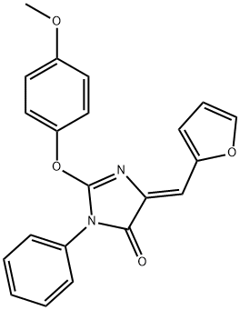 5-(2-furylmethylene)-2-(4-methoxyphenoxy)-3-phenyl-3,5-dihydro-4H-imidazol-4-one Struktur