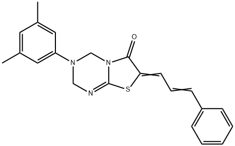 3-(3,5-dimethylphenyl)-7-(3-phenylprop-2-enylidene)-3,4-dihydro-2H-[1,3]thiazolo[3,2-a][1,3,5]triazin-6(7H)-one Struktur