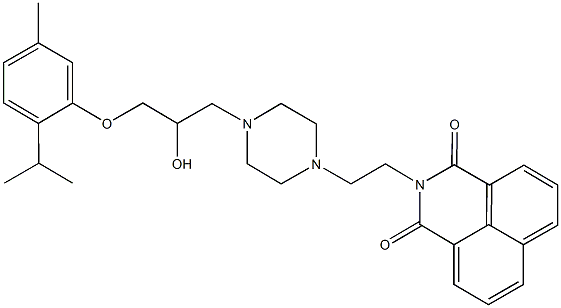 2-(2-{4-[2-hydroxy-3-(2-isopropyl-5-methylphenoxy)propyl]piperazin-1-yl}ethyl)-1H-benzo[de]isoquinoline-1,3(2H)-dione Struktur