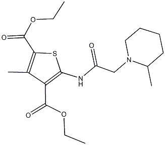 diethyl 3-methyl-5-{[(2-methyl-1-piperidinyl)acetyl]amino}-2,4-thiophenedicarboxylate Struktur