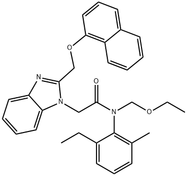 N-(ethoxymethyl)-N-(2-ethyl-6-methylphenyl)-2-{2-[(1-naphthyloxy)methyl]-1H-benzimidazol-1-yl}acetamide Struktur