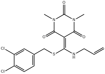 5-{(allylamino)[(3,4-dichlorobenzyl)sulfanyl]methylene}-1,3-dimethyl-2,4,6(1H,3H,5H)-pyrimidinetrione Struktur