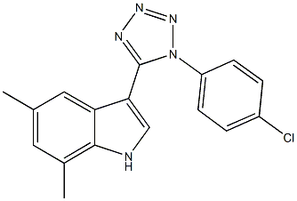 3-[1-(4-chlorophenyl)-1H-tetraazol-5-yl]-5,7-dimethyl-1H-indole Struktur