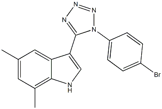 3-[1-(4-bromophenyl)-1H-tetraazol-5-yl]-5,7-dimethyl-1H-indole Struktur