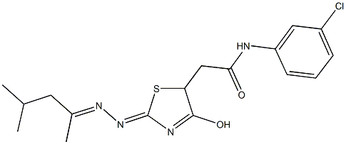 N-(3-chlorophenyl)-2-{2-[(1,3-dimethylbutylidene)hydrazono]-4-hydroxy-2,5-dihydro-1,3-thiazol-5-yl}acetamide Struktur