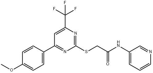 2-{[4-(4-methoxyphenyl)-6-(trifluoromethyl)-2-pyrimidinyl]sulfanyl}-N-(3-pyridinyl)acetamide Struktur