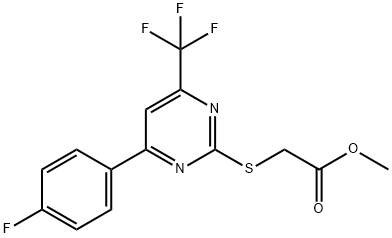 methyl {[4-(4-fluorophenyl)-6-(trifluoromethyl)-2-pyrimidinyl]sulfanyl}acetate Struktur