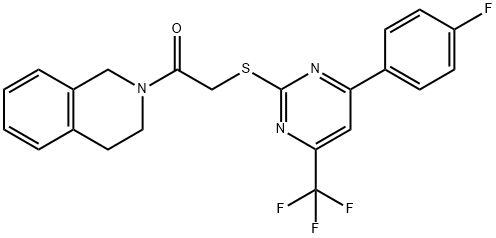 2-(3,4-dihydro-2(1H)-isoquinolinyl)-2-oxoethyl 4-(4-fluorophenyl)-6-(trifluoromethyl)-2-pyrimidinyl sulfide Struktur