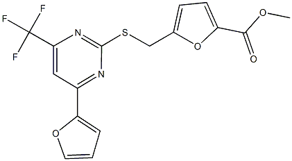 methyl 5-({[4-(2-furyl)-6-(trifluoromethyl)-2-pyrimidinyl]sulfanyl}methyl)-2-furoate Struktur