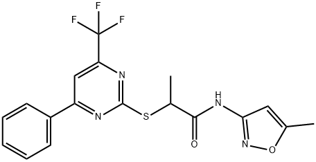 N-(5-methyl-3-isoxazolyl)-2-{[4-phenyl-6-(trifluoromethyl)-2-pyrimidinyl]sulfanyl}propanamide Struktur