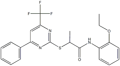 N-(2-ethoxyphenyl)-2-{[4-phenyl-6-(trifluoromethyl)-2-pyrimidinyl]sulfanyl}propanamide Struktur