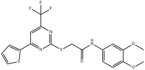 N-(3,4-dimethoxyphenyl)-2-{[4-(2-thienyl)-6-(trifluoromethyl)-2-pyrimidinyl]sulfanyl}acetamide Struktur