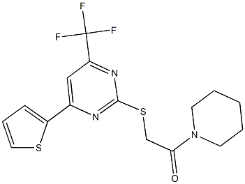 2-oxo-2-(1-piperidinyl)ethyl 4-(2-thienyl)-6-(trifluoromethyl)-2-pyrimidinyl sulfide Struktur