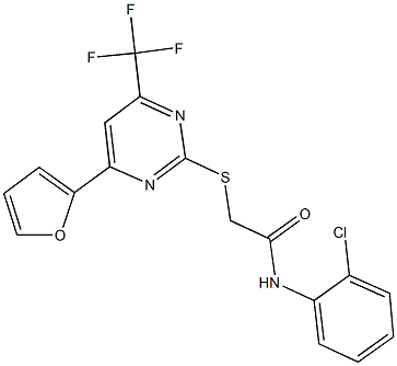 N-(2-chlorophenyl)-2-{[4-(2-furyl)-6-(trifluoromethyl)-2-pyrimidinyl]sulfanyl}acetamide Struktur