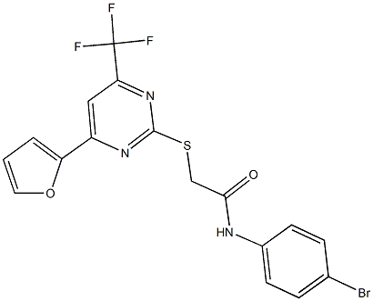 N-(4-bromophenyl)-2-{[4-(2-furyl)-6-(trifluoromethyl)-2-pyrimidinyl]sulfanyl}acetamide Struktur