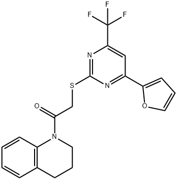 2-(3,4-dihydro-1(2H)-quinolinyl)-2-oxoethyl 4-(2-furyl)-6-(trifluoromethyl)-2-pyrimidinyl sulfide Struktur