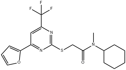 N-cyclohexyl-2-{[4-(2-furyl)-6-(trifluoromethyl)-2-pyrimidinyl]sulfanyl}-N-methylacetamide Struktur