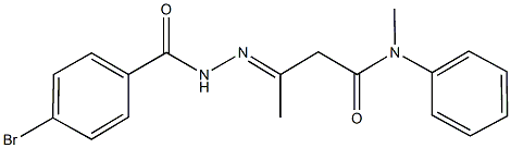 3-[(4-bromobenzoyl)hydrazono]-N-methyl-N-phenylbutanamide Struktur