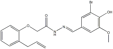 2-(2-allylphenoxy)-N'-(3-bromo-4-hydroxy-5-methoxybenzylidene)acetohydrazide Struktur