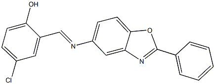 4-chloro-2-{[(2-phenyl-1,3-benzoxazol-5-yl)imino]methyl}phenol Struktur