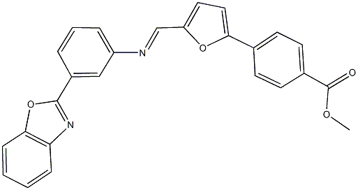 methyl 4-[5-({[3-(1,3-benzoxazol-2-yl)phenyl]imino}methyl)-2-furyl]benzoate Struktur