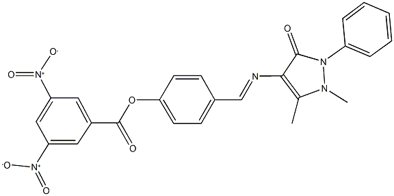 4-{[(1,5-dimethyl-3-oxo-2-phenyl-2,3-dihydro-1H-pyrazol-4-yl)imino]methyl}phenyl 3,5-bisnitrobenzoate Struktur