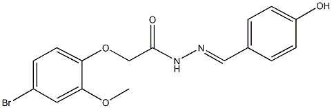 2-(4-bromo-2-methoxyphenoxy)-N'-(4-hydroxybenzylidene)acetohydrazide Struktur