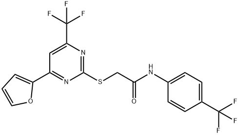 2-{[4-(2-furyl)-6-(trifluoromethyl)-2-pyrimidinyl]sulfanyl}-N-[4-(trifluoromethyl)phenyl]acetamide Struktur