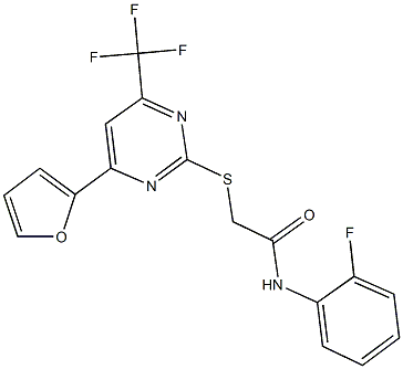 N-(2-fluorophenyl)-2-{[4-(2-furyl)-6-(trifluoromethyl)-2-pyrimidinyl]sulfanyl}acetamide Struktur