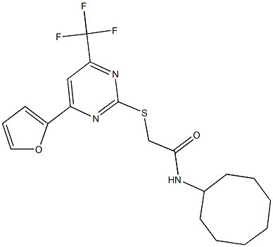 N-cyclooctyl-2-{[4-(2-furyl)-6-(trifluoromethyl)-2-pyrimidinyl]sulfanyl}acetamide Struktur