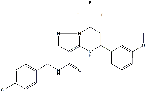 N-(4-chlorobenzyl)-5-(3-methoxyphenyl)-7-(trifluoromethyl)-4,5,6,7-tetrahydropyrazolo[1,5-a]pyrimidine-3-carboxamide Struktur