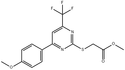 methyl {[4-(4-methoxyphenyl)-6-(trifluoromethyl)-2-pyrimidinyl]sulfanyl}acetate Struktur