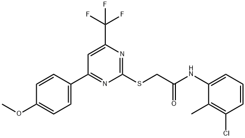 N-(3-chloro-2-methylphenyl)-2-{[4-(4-methoxyphenyl)-6-(trifluoromethyl)-2-pyrimidinyl]sulfanyl}acetamide Struktur