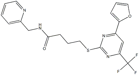 4-{[4-(2-furyl)-6-(trifluoromethyl)-2-pyrimidinyl]sulfanyl}-N-(2-pyridinylmethyl)butanamide Struktur