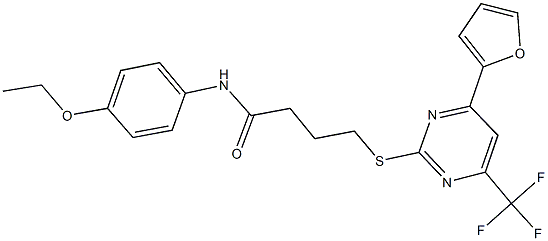 N-(4-ethoxyphenyl)-4-{[4-(2-furyl)-6-(trifluoromethyl)-2-pyrimidinyl]sulfanyl}butanamide Struktur