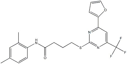 N-(2,4-dimethylphenyl)-4-{[4-(2-furyl)-6-(trifluoromethyl)-2-pyrimidinyl]sulfanyl}butanamide Struktur