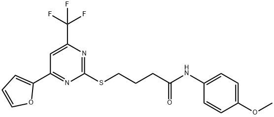 4-{[4-(2-furyl)-6-(trifluoromethyl)-2-pyrimidinyl]sulfanyl}-N-(4-methoxyphenyl)butanamide Struktur