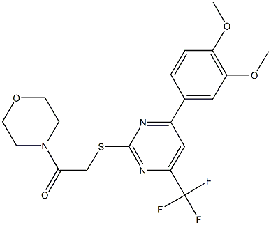 4-({[4-(3,4-dimethoxyphenyl)-6-(trifluoromethyl)-2-pyrimidinyl]sulfanyl}acetyl)morpholine Struktur