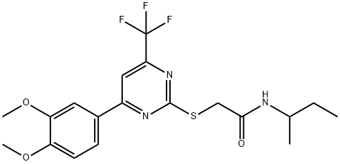 N-(sec-butyl)-2-{[4-(3,4-dimethoxyphenyl)-6-(trifluoromethyl)-2-pyrimidinyl]sulfanyl}acetamide Struktur