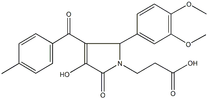 3-[2-(3,4-dimethoxyphenyl)-4-hydroxy-3-(4-methylbenzoyl)-5-oxo-2,5-dihydro-1H-pyrrol-1-yl]propanoic acid Struktur