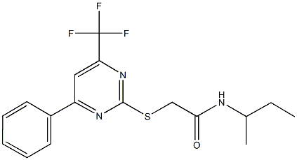 N-(1-methylpropyl)-2-{[4-phenyl-6-(trifluoromethyl)pyrimidin-2-yl]sulfanyl}acetamide Struktur