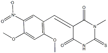 5-{5-nitro-2,4-dimethoxybenzylidene}-1-methyl-2-thioxodihydro-4,6(1H,5H)-pyrimidinedione Struktur